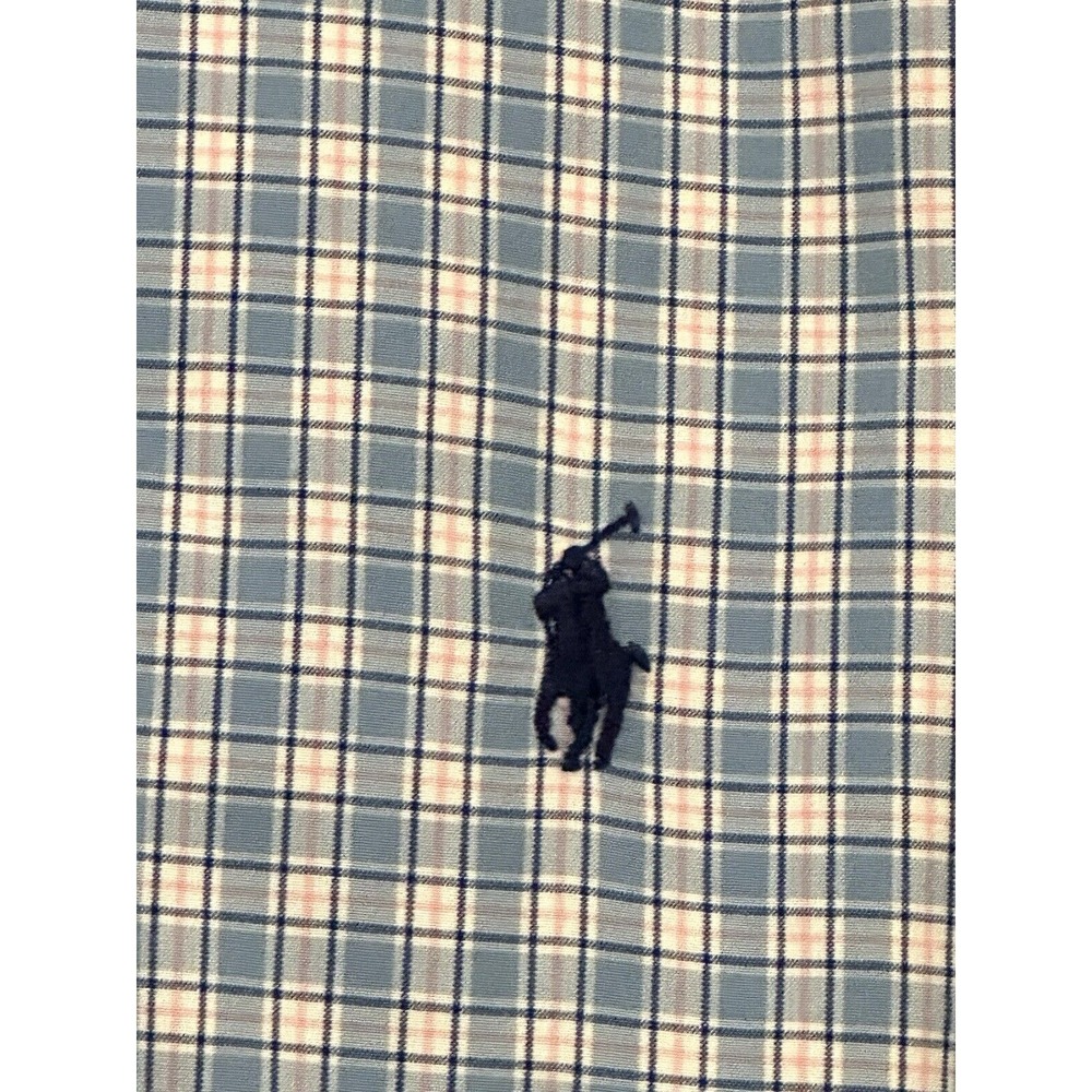 Ralph Lauren Mens Shirt Blue Pink Check Navy Pony Button‎ Down XL